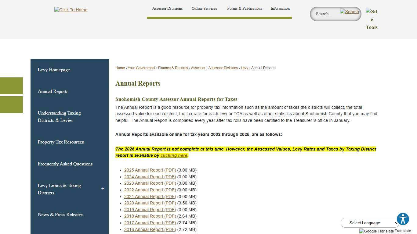 Annual Reports Snohomish County, WA - Official Website