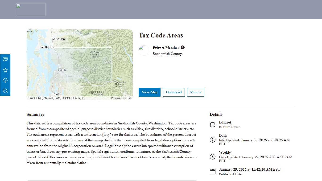 Tax Code Areas Snohomish County Open Data Portal